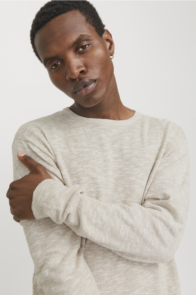 JJESUMMER KNIT CREW NECK SN 12269631 CROCKERY/WHITE